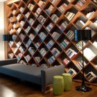 Two Black On Marvelous Two Black Standing Lamps On Wooden Flooring Wooden Style Bookshelf Designs Gray Sofa Sleeper Bed Ideas Furniture 16 Creative Bookshelves Design For Fantastic Modern And Modular Furniture