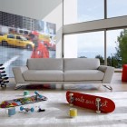 Light Gray Bobois Minimalist Light Gray Colored Roche Bobois Sofa Set Coupled With Unique Shaped Chair In Red With Some Skateboards On Rug Interior Design 38 Contemporary Living Room With Modern Sofas Designed By Roche Bobois