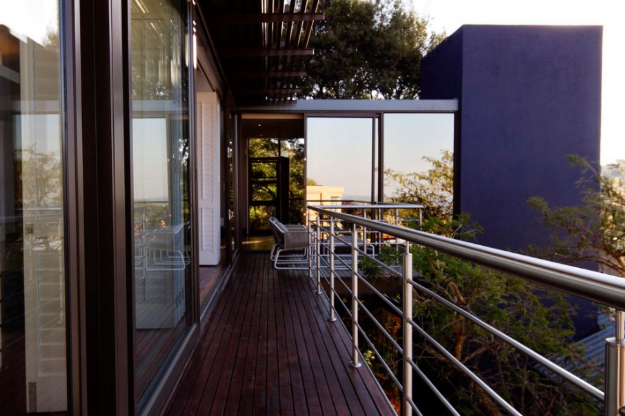 Stainless Steel Upper Modern Stainless Steel Fences Surrounding Upper Floor Balcony Of House The With Deck Flooring And Ceiling Dream Homes  Eclectic Contemporary Home In Hip And Vibrant Interior Style