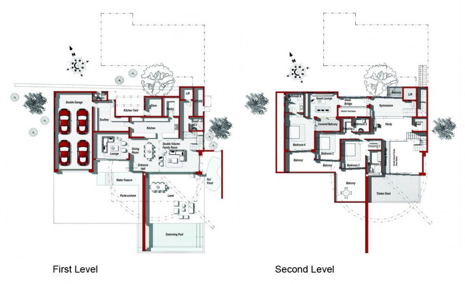 House The Second Simple House The First And Second Level Floor Plan Graphic Displaying Large Carport To Accommodate Up To Four Cars Dream Homes  Eclectic Contemporary Home In Hip And Vibrant Interior Style