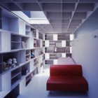 Narrow Bedroom The Small Narrow Bedroom Design Inside The Brick Cell House With Open Storage Mounted On The Wall Applied Also Red Single Bed Architecture Unique Contemporary Home In Modern Cube Shape Architecture