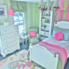 Traditional Bedroom Girls Small Traditional Bedroom Ideas For Girls With Striped Wallpaper And Reading Nook Decorated By Pink Furniture Accents And Floral Chandelier Bedroom Lovely Bedroom Ideas For Girls With Fun And Colorful Furniture