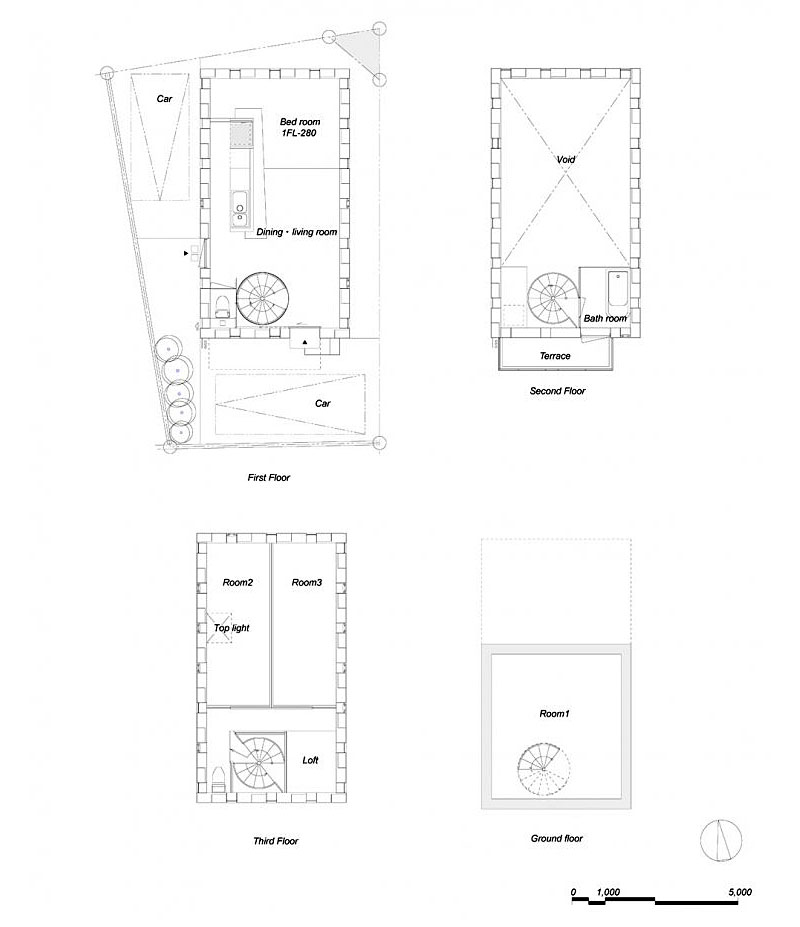 Four Stories Plan Striking Four Stories House Floor Plan In Brick Cell House Show The Details Of Each Floor Include First Level Until Fourth Level Floor Architecture  Unique Contemporary Home In Modern Cube Shape Architecture