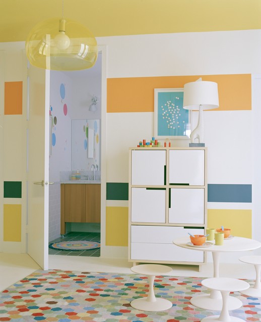 Kids Room Carpet Stunning Kids Room With Colorful Carpet White Table White Chairs Yellow Ceiling And The Colorful Bathroom Kids Room  21 Cool Modern Kids Room With Colorful Furniture Touches