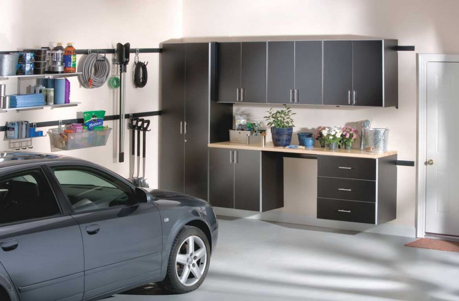 Garage Design Modern Superb Garage Design Ideas With Modern Black Glossy Storage Finished With Black Cabinet Design With Grey Flooring Unit  12 Modern Garage Interior Design Ideas For Your Impressive Homes