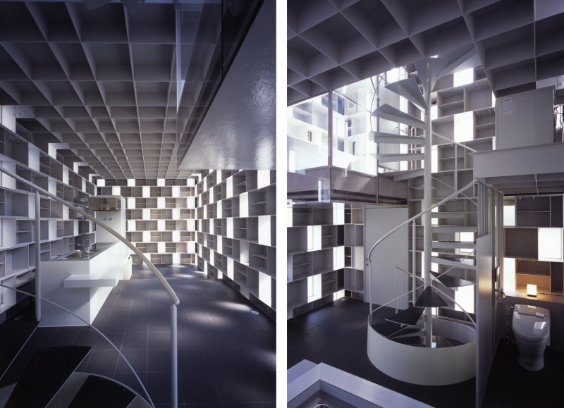 Spiral Staircase The Unique Spiral Staircase Design Inside The Brick Cell House Nearby The Kitchen And Bathroom Connect Each Room Of This House Bedroom Unique Contemporary Home In Modern Cube Shape Architecture