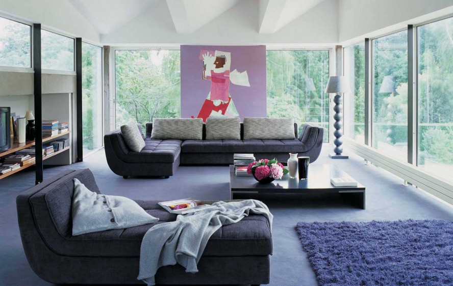 Wall Art Family Artistic Wall Art In The Family Room With Grey Sofas Purple Rug Roche Bobois And Wide Low Table Dream Homes  Stunning And Elegant Living Room With Futuristic Modern Furniture