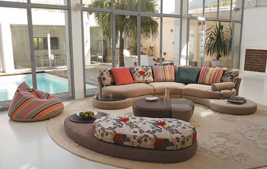 Curve Roche Unique Attractive Curve Roche Bobois With Unique Table On The Brown Rounded Carpet Near The Wide Glass Windows Dream Homes Stunning And Elegant Living Room With Futuristic Modern Furniture