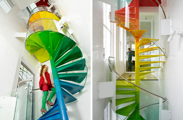 House Interior Amazing Awesome House Interior Design With Amazing Colorful Narrow Spiral Stairs Design Idea With Steel And Glass Banister Decoration Visualize Staircase Designs For Classy Center Of Awesome Interiors