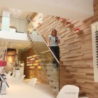 Timber Wall Design Awesome Timber Wall And Staircase Design Idea With Steel And Glass Banister For Modern Interior Room Decoration Visualize Staircase Designs For Classy Center Of Awesome Interiors
