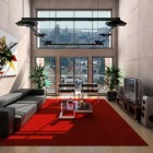 Living Room Windows Bright Living Room With Large Windows And Glass Doors With Modern Stylish Sofa Seats Also Cool Table Design And Track Light Interior Design Sophisticated And Colorful Living Rooms For Cozy And Exquisite Interiors