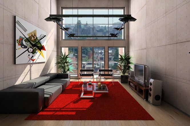 Living Room Windows Bright Living Room With Large Windows And Glass Doors With Modern Stylish Sofa Seats Also Cool Table Design And Track Light Interior Design  Sophisticated And Colorful Living Rooms For Cozy And Exquisite Interiors