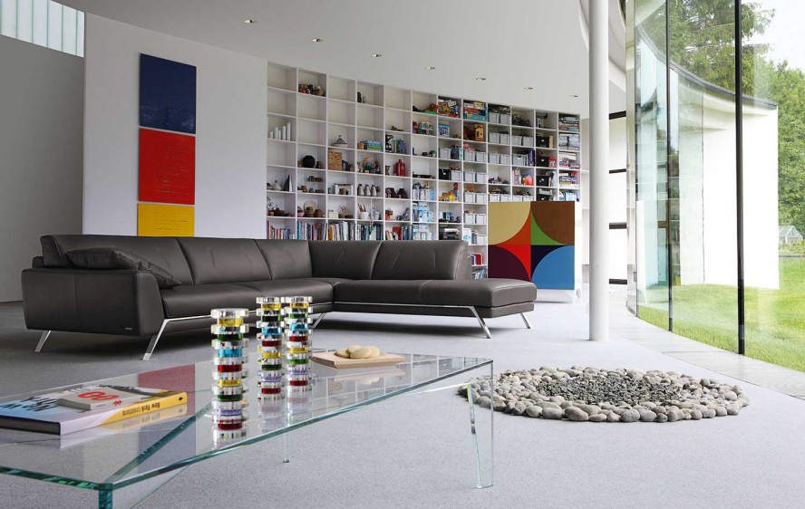 Ornaments In With Colorful Ornaments In Living Room With Roche Bobois Brown Sofa White Shelves Glass Table And Concrete Floor Dream Homes  Stunning And Elegant Living Room With Futuristic Modern Furniture