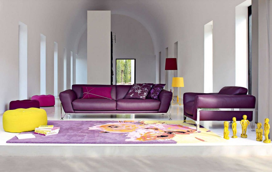 Family Space Sofas Comfortable Family Space With Purple Sofas Purple Cushions Purple Roche Bobois Carpet And The White Wall Dream Homes  Stunning And Elegant Living Room With Futuristic Modern Furniture