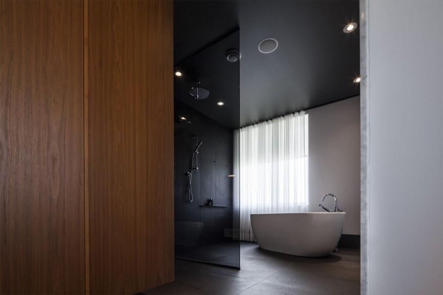 Residence Nguyen Decor Elegant Residence Nguyen Home Bathroom Decor Covered By Dark Glass Sliding Door To Hide White Tube And Chic Shower Dream Homes Luxurious And Beautiful Interior Design For Elegant Contemporary Homes