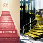 Red Staircase Morrison Exciting Red Staircase With Jim Morrison Lyric And Yellow Spiral Modern Design Staircase Decoration Visualize Staircase Designs For Classy Center Of Awesome Interiors
