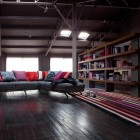 Sitting Space Bobois Fantastic Sitting Space In Roche Bobois Style With Grey Sofa Colorful Cushions Hardwood Floor And Wooden Bookshelves Dream Homes Stunning And Elegant Living Room With Futuristic Modern Furniture