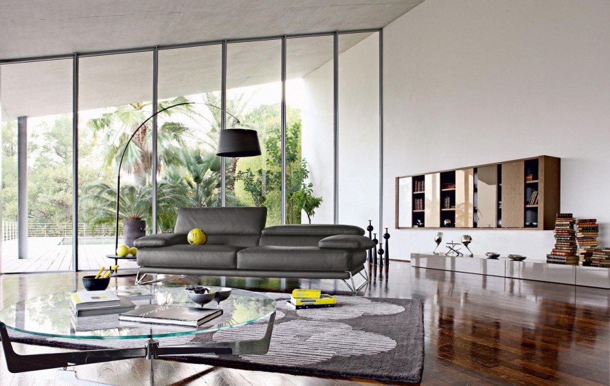 Interior For With Interesting Interior For Living Room With Roche Bobois Grey Sofa Glass Table Glossy Wooden Floor And Brown Shelves Dream Homes  Stunning And Elegant Living Room With Futuristic Modern Furniture