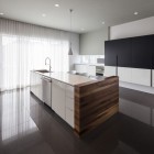 Residence Nguyen Design Luxurious Residence Nguyen Home Kitchen Design Featured With Glossy Dark Floor And White Painted Wall To Match The Island Dream Homes Luxurious And Beautiful Interior Design For Elegant Contemporary Homes