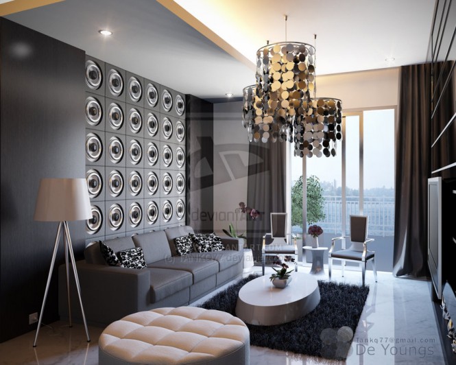 Room With Design Luxury Room With Impressive Wall Design And Modern Stylish Seats Also Cool Table And Lamps For Decoration Interior Design Sophisticated And Colorful Living Rooms For Cozy And Exquisite Interiors