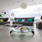Yet Amazing With Minimalist Yet Amazing Living Room With Grey Sofas Roche Bobois Colorful Cushions Glass Tables And White Lamps Dream Homes Stunning And Elegant Living Room With Futuristic Modern Furniture