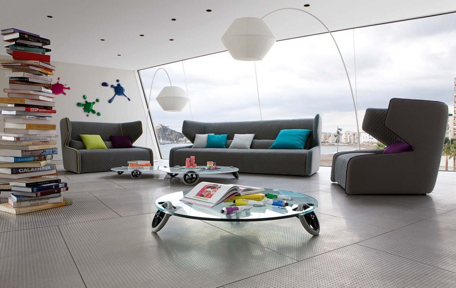 Yet Amazing With Minimalist Yet Amazing Living Room With Grey Sofas Roche Bobois Colorful Cushions Glass Tables And White Lamps Dream Homes Stunning And Elegant Living Room With Futuristic Modern Furniture