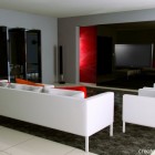 Living Room Sleek Modern Living Room Decor With Sleek Black And Red Backdrop For TV With Black Turnstile Also Modern Stylish Furniture Interior Design Sophisticated And Colorful Living Rooms For Cozy And Exquisite Interiors