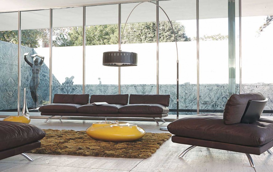 Living Room Design Wonderful Living Room In Simple Design With Brown Sofas Roche Bobois Yellow Tables Brown Rug And Grey Floor Dream Homes Stunning And Elegant Living Room With Futuristic Modern Furniture