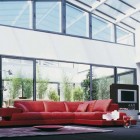 Red Roche Sitting Wonderful Red Roche Bobois In Sitting Space With Black Lounge Chair Purple Carpet Dark Floor And Glass Walls Dream Homes Stunning And Elegant Living Room With Futuristic Modern Furniture