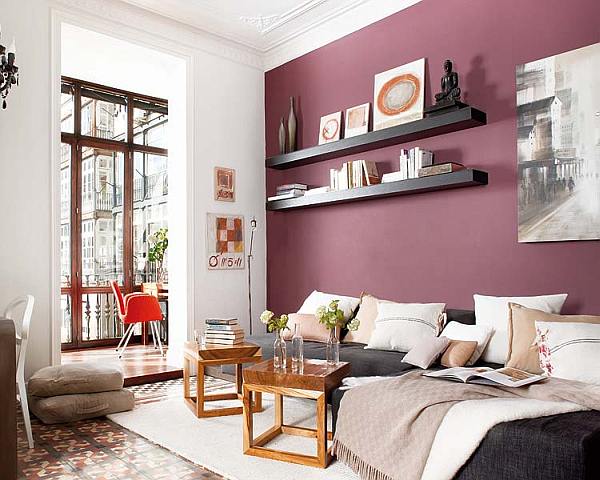 Refurbished Flat Living Elegant Refurbished Flat In Barcelona Living Room Idea Involving Deep Color On Center Wall Displaying Shelving Apartments  Stylish Extraordinary Home With Vintage Interior Design And White Walls