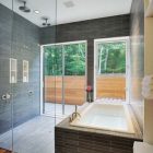 Bathroom Interior With Enchanting Bathroom Interior Design Ideas With Glass Walls Covering Bathroom Interior And Green Garden Seen Through Them Bathroom Fresh And Various Bathroom Interior Designs With Varieties Of Niceness