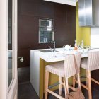 Dark Brown Unit Gorgeous Dark Brown Painted Kitchen Unit Installed Inside The Wall Of Refurbished Flat In Barcelona Kitchen With Island Apartments Stylish Extraordinary Home With Vintage Interior Design And White Walls