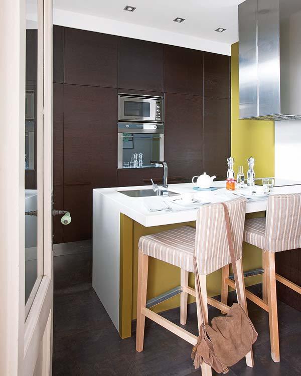 Dark Brown Unit Gorgeous Dark Brown Painted Kitchen Unit Installed Inside The Wall Of Refurbished Flat In Barcelona Kitchen With Island Apartments Stylish Extraordinary Home With Vintage Interior Design And White Walls
