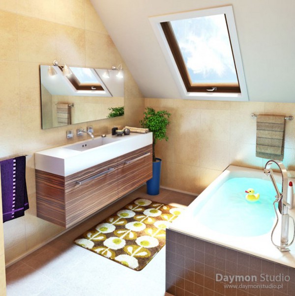 Unique Bathroom Daymon Tiny Unique Bathroom Designs By Daymon Studio And Semsa Bilge With Bathtub And Floating Vanity With Skylight Bathroom Wonderful Dream Bathroom Ideas Making Your Cute Bathrooms