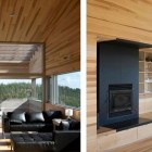 Appearance Of In Cool Appearance Of Sliding House In Canada Interior Displaying Wood Abundance Enhanced With Concrete Block Unit Architecture Warm Minimalist Cabin With Black Furniture And Modern Fireplace