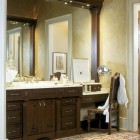 Bathroom Vanities Of Exclusive Bathroom Vanities Lowes Made Of Wood Classic Carpet On Wood Floor Antique Chair Large Mirror Shiny Wall Light Bathroom Stunning Bathroom Vanities Lowes Applied For Your Powder Room