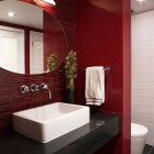 Red Bathroom Sink Fascinating Black Red Bathroom With Glamorous White Sink Completed With Oval Mirror Bathroom Gorgeous Bathroom Decorating Ideas To Keep The Elegant Interior In Style