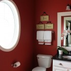 Bathroom With Seat Magnificent Red Bathroom With Wonderful White Toilet Seat And Vanity Units Bathroom Gorgeous Bathroom Decorating Ideas To Keep The Elegant Interior In Style