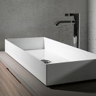 Be Above Idea Minimalist Popular Above Mount Sink Idea Manufactured In Rectangular Shape With Stainless Steel Faucet With Tap Bathroom Luminous And Minimalist Bathroom Furniture Suites For Saving The Space