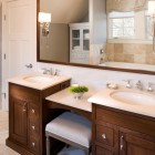 Bathroom Vanities Double Nice Bathroom Vanities Lowes With Double Porcelain Sinks Large Mirror Shiny Pendant Lights Cushy White Stool Indoor Plant Bathroom Stunning Bathroom Vanities Lowes Applied For Your Powder Room