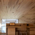 Woodn Sliding Canada Trendy Wooden Sliding House In Canada Workspace Interior With Asymmetric Ceiling Covering The Desk And Chair Architecture Warm Minimalist Cabin With Black Furniture And Modern Fireplace